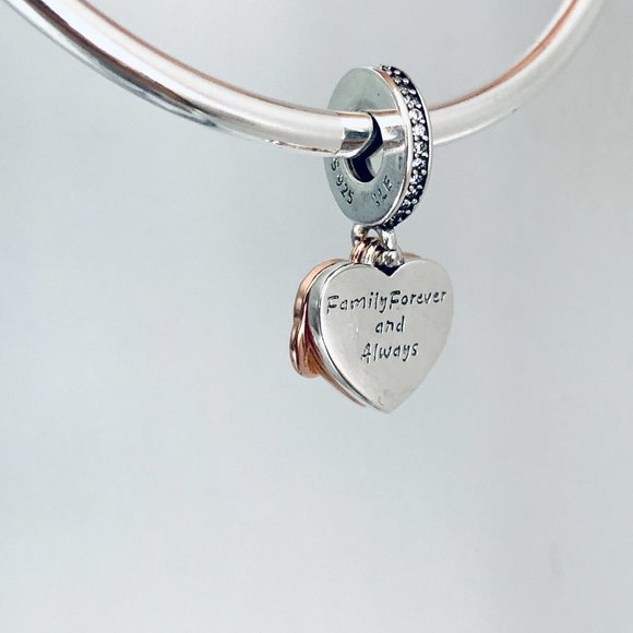 Pandora 2Tone Sparkling Infinity Heart Dangle Charm 788878C01 - Picture 6 of 7